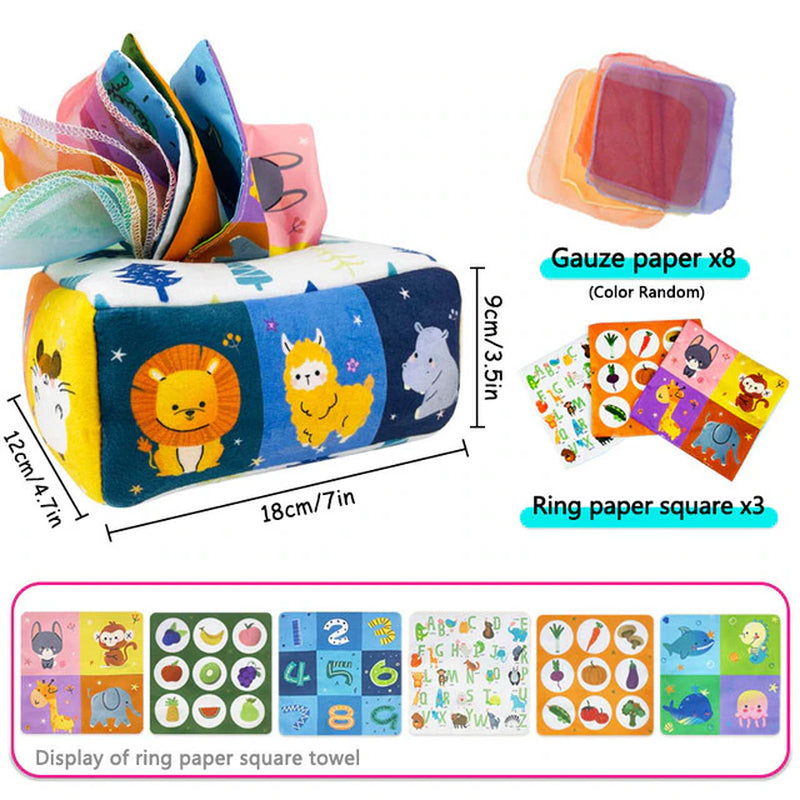 Baby Montessori Boxes Baby Toys Infant Pull along Magic Tissue Box Montessori Toy 6-12 Months Development Sensory Toys Baby Game