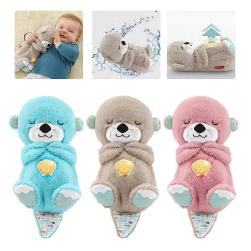 Breathing Otter Baby Sleep and Playmate Otter Musical Stuffed Plush Toy with Light Sound Newborn Sensory Comfortable Baby Gifts