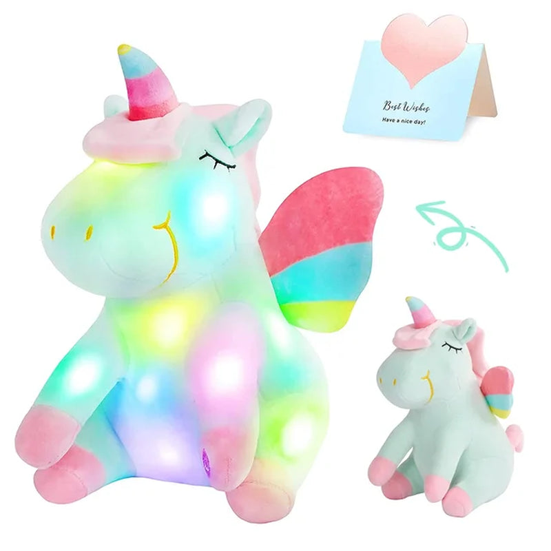 30Cm LED Light Musical Unicorn Plush Toys Soft Cute Green Pink Light-Up Stuffed Animals for Girls Birthday Gift Glowing Toy