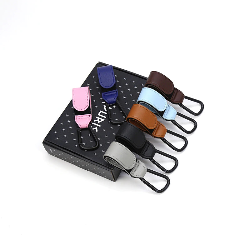 1/2Pcs PU Leather Baby Bag Stroller Hook Pram Rotate 360 Degree Rotatable Cart Organizer Pram Hook Crochet Stroller Accessories