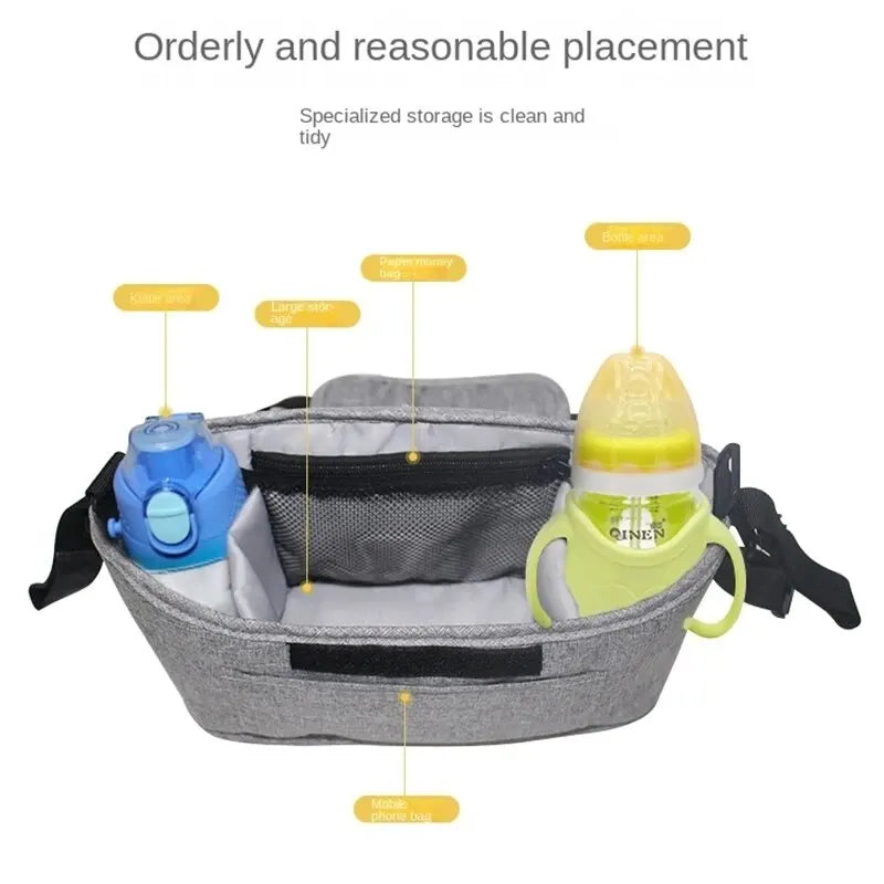 Stroller Bag Baby Diaper Mummy Bag Large Capacity Stroller Organizer Cup Holder Feeding Bottle Stroller Accessories Hanging Bag