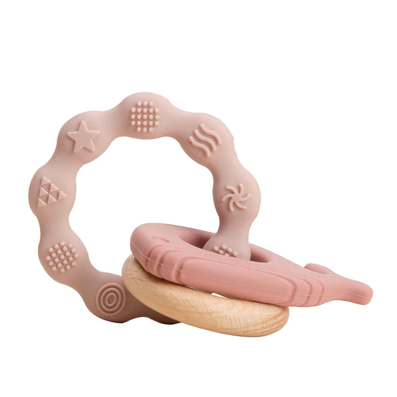 1Pc Baby Teether Music Rattles for Kids Animal Crochet Rattle Elephant Giraffe Ring Wooden Babies Gym Montessori Children'S Toys