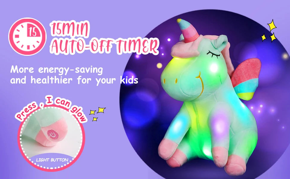 LED Light-Up Unicorn Plush Toys - Soft, Cute Stuffed Animals