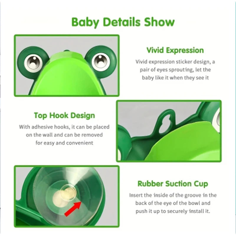 Cartoon Baby Toilet Urinal Boy Wall-Mounted Urinal Frog Shape Boy Standing Urinal Toilet Training Urinal