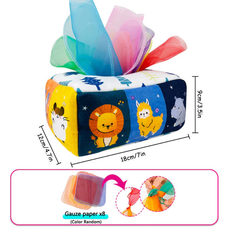 Baby Montessori Boxes Baby Toys Infant Pull along Magic Tissue Box Montessori Toy 6-12 Months Development Sensory Toys Baby Game